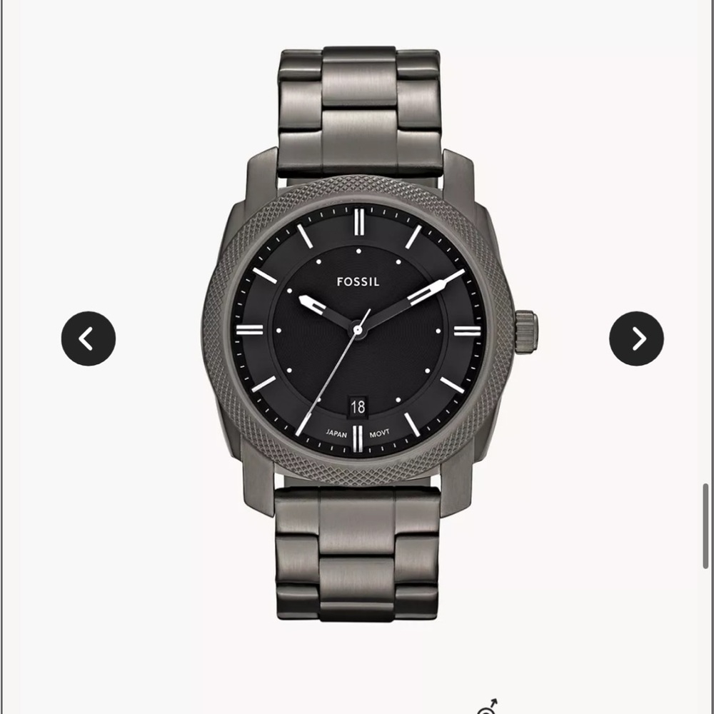 Fossil Machine Smoke Stainless Steel Watch - good condition! Comes in box